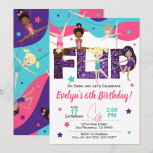 Gymnastics Birthday Invitation, Jump Invitation