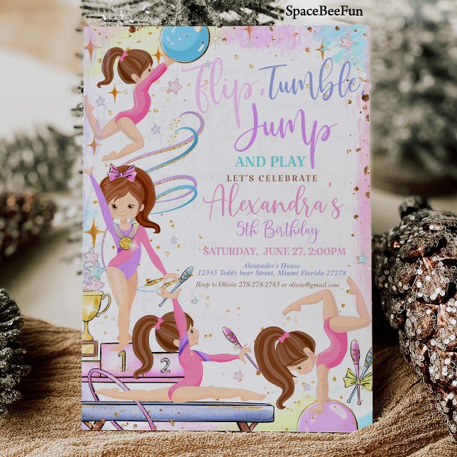 Gymnastics Birthday Invitation Party Gymnastics (Gymnastics Birthday Invitation Party Gymnastics)