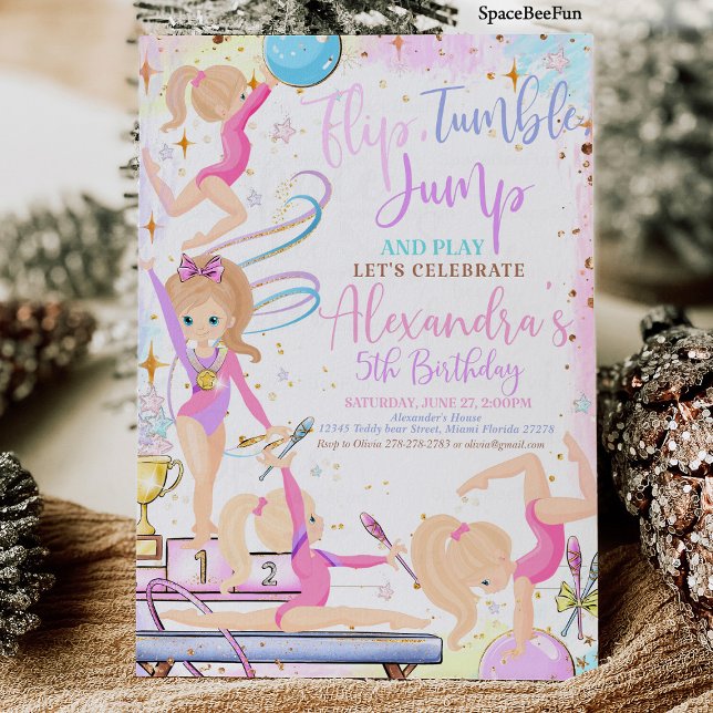 Gymnastics Birthday Invitation Party Gymnastics (Gymnastics Birthday Invitation Party Gymnastics)