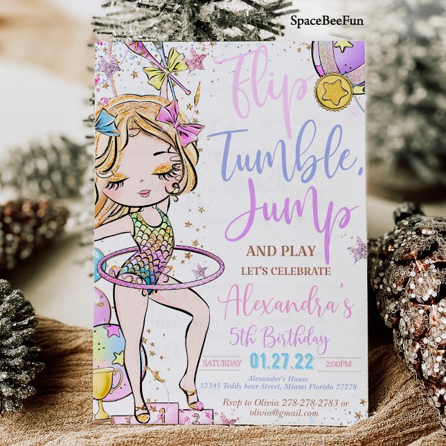 Gymnastics Birthday Invitation Party Gymnastics ( Gymnastics Birthday Invitation Party  Gymnastics Invites Mermaid Gymnastics  )