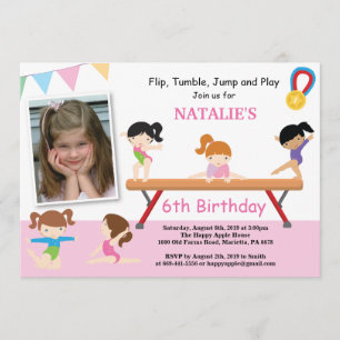 Gymnastics Birthday Invitation Pink Gym Party