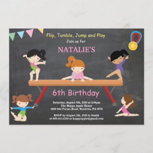 Gymnastics Birthday Invitation Pink Gym Party