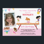 Gymnastics Birthday Invitation Pink Gym Party<br><div class="desc">Gymnastics Birthday Invitation Pink Gym Party with custom photo. Girl Bday Party. .1st First Birthday. 1st 2nd 3rd 4th 5th 6th 7th 8th 9th 10th 11th 12th 13th 14th 15th, Any Age. Pink and White Background. Printable Digital. For further customisation, please click the "Customise it" button and use our design...</div>