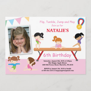 Gymnastics Birthday Invitation Pink Gym Party
