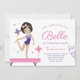 Gymnastics Birthday Invitation with Pinwheels