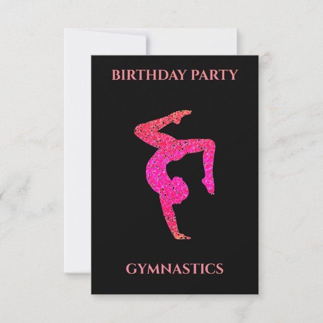 "GYMNASTICS" BIRTHDAY INVITATIONS PERSONALIZED. (Front)