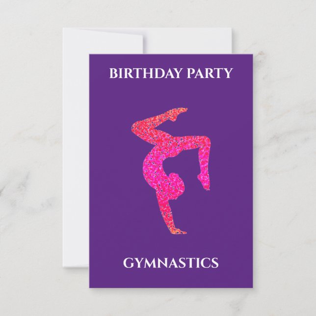 "GYMNASTICS" BIRTHDAY INVITATIONS PERSONALIZED. (Front)