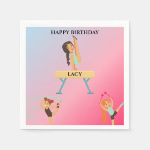 Gymnastics birthday napkins personalised.
