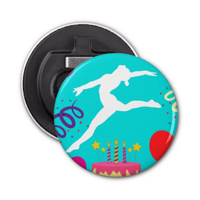 Gymnastics Birthday Party   Bottle Opener (Front)