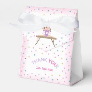 Gymnastics Birthday Party Brown Hair Brunette Favour Box
