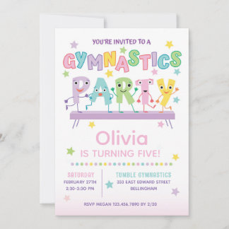 Gymnastics Birthday Party for Girl Invitation