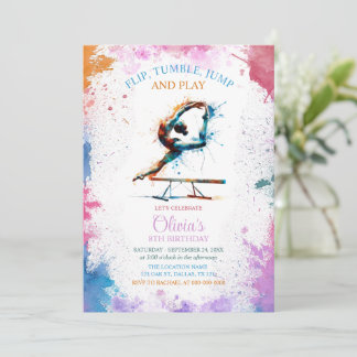 Gymnastics Birthday Party Invitation