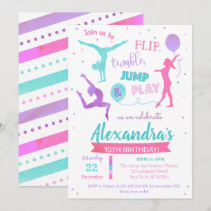 Gymnastics Birthday Party Invitation for Girl
