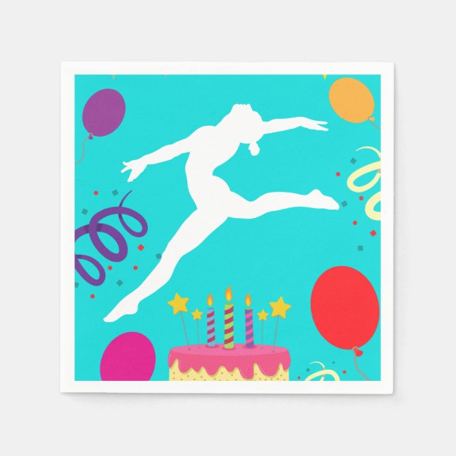 Gymnastics Birthday Party   Napkin (Front)