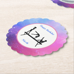 Gymnastics Birthday Party Paper Coasters