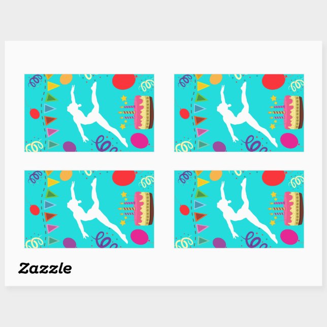 Gymnastics Birthday Party Rectangular Sticker (Sheet)