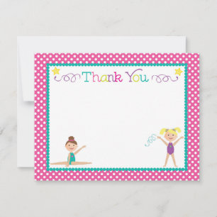 Gymnastics Birthday Party Thank You Note Card