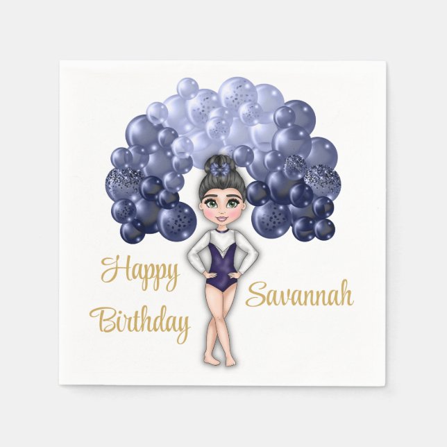 Gymnastics Birthday Party with Blue Balloon Arch Napkin (Front)