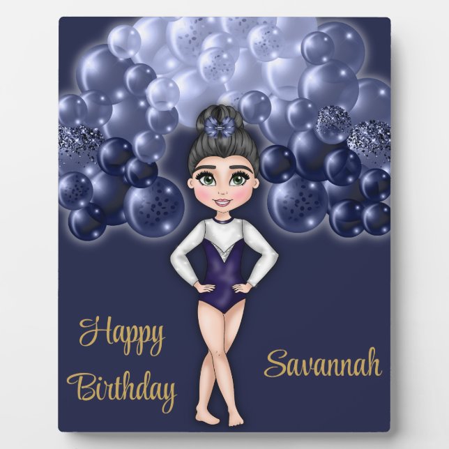 Gymnastics Birthday Party with Blue Balloon Arch Plaque (Front)