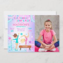 Gymnastics Birthday Photo Invitation 