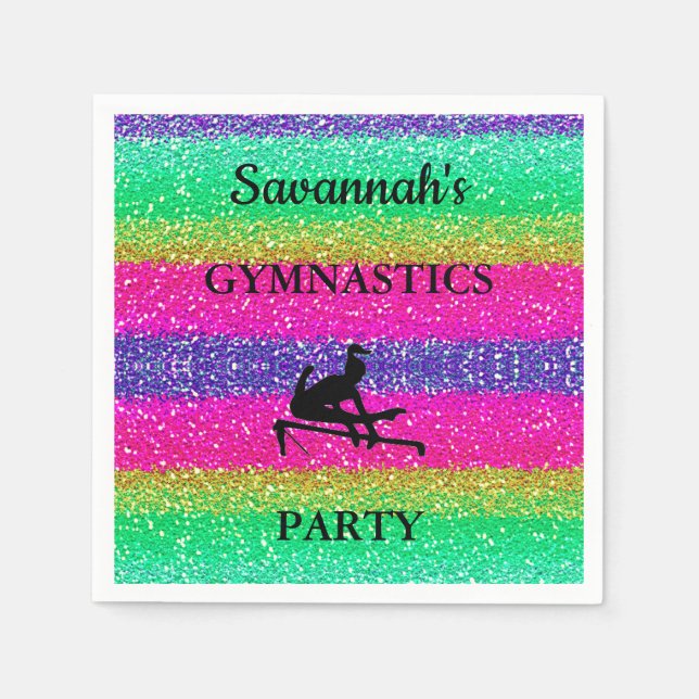 Gymnastics Birthday Rainbow Sparkle 50 Napkins (Front)