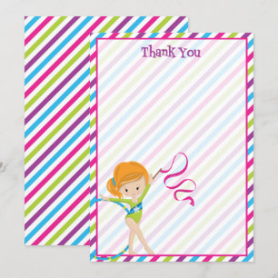 Gymnastics birthday thank you cards
