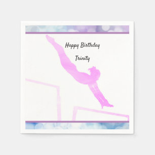 Gymnastics Birthday Uneven Bars Watercolor Napkin