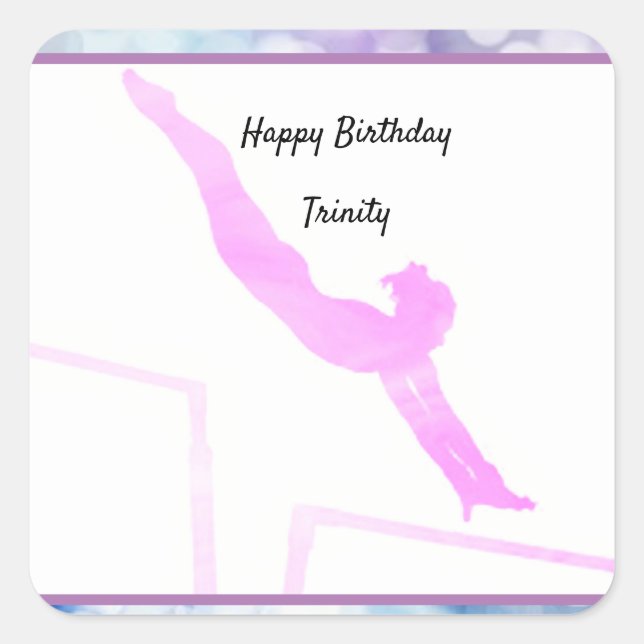 Gymnastics Birthday Uneven Bars Watercolor Sticker (Front)