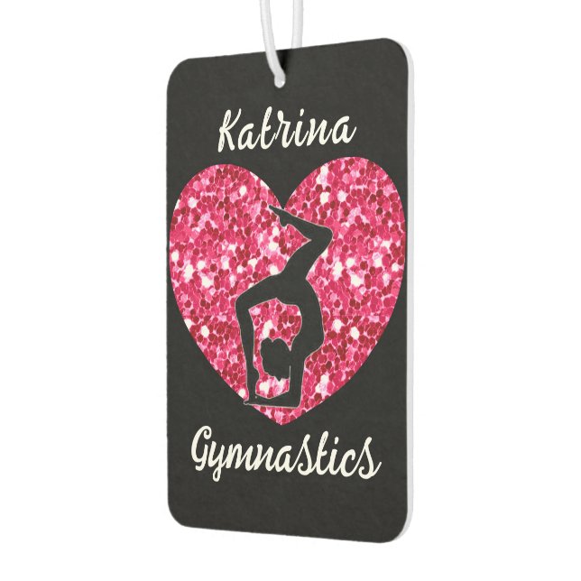 Gymnastics Black and Hot Pink Personalised  Car Air Freshener (Left)