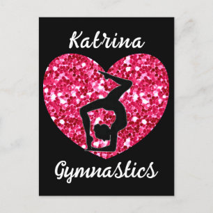 Gymnastics Black and Hot Pink Personalised  Holiday Postcard