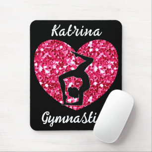 Gymnastics Black and Hot Pink Personalised  Mouse Mat
