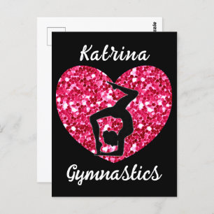 Gymnastics Black and Hot Pink Personalised  Postcard