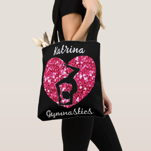 Gymnastics Black and Hot Pink Personalised  Tote Bag