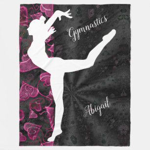 Gymnastics Black, White and Pink  Fleece Blanket