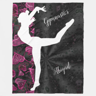 Gymnastics Black, White and Pink Fleece Blanket