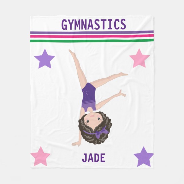 GYMNASTICS BLANKET FOR GIRLS PERSONALIZED. (Front)