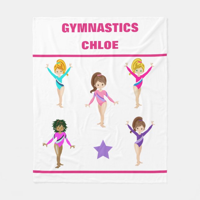 GYMNASTICS BLANKET WITH 5 GYMNASTS PERSONALIZED (Front)
