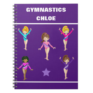 GYMNASTICS BLANKET WITH 5 GYMNASTS PERSONALIZED NOTEBOOK