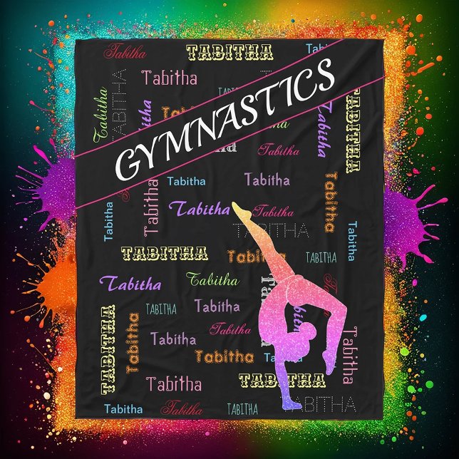 Gymnastics Blanket with Personalised Name All Over (Creator Uploaded)