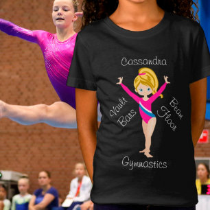 Gymnastics Blonde, Blue Eyes, Pink Leotard T-Shirt