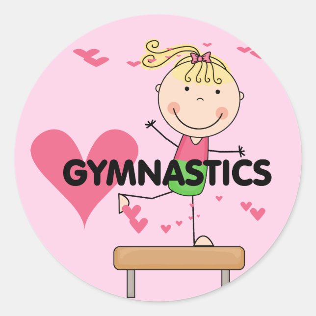 GYMNASTICS - Blonde Girl Balance Beam Tshirts Classic Round Sticker (Front)