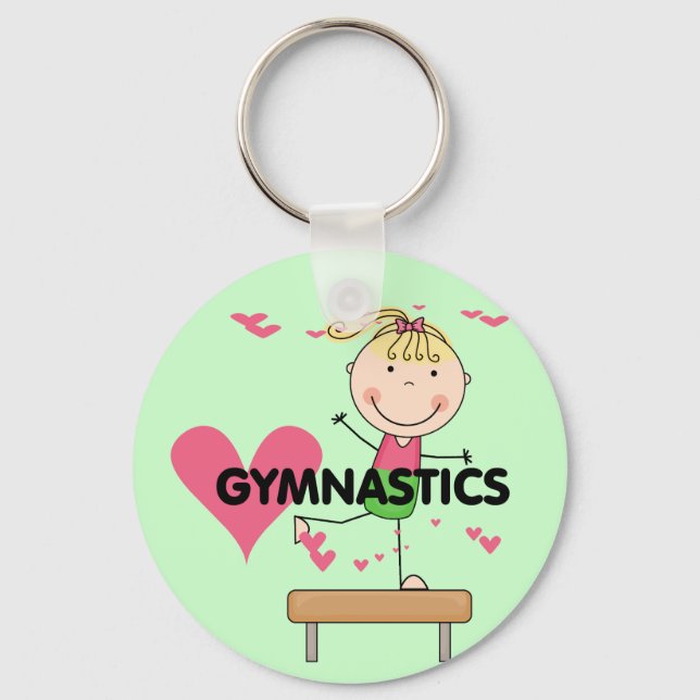 GYMNASTICS - Blonde Girl Balance Beam Tshirts Key Ring (Front)