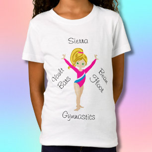 Gymnastics Blonde, Green Eyes, Pink Leotard  T-Shirt