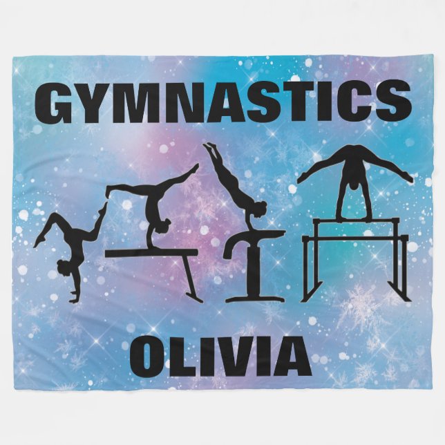 Gymnastics Blue Glam   Fleece Blanket (Front (Horizontal))