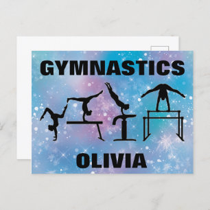 Gymnastics Blue Glam   Postcard