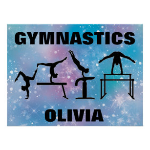 Gymnastics Blue Glam Poster