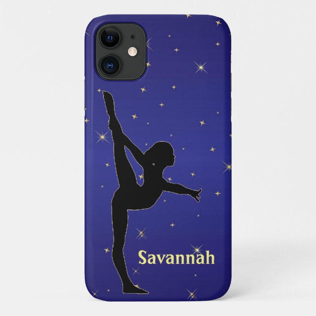Gymnastics Blue w/ Gold Sparkle Case-Mate iPhone Case (Back)