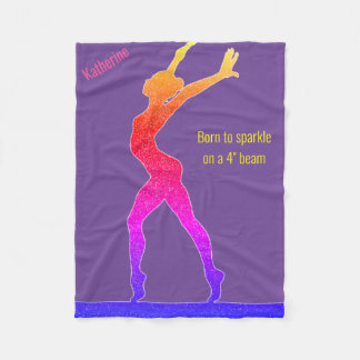 Gymnastics Born to Sparkle Balance Beam Fleece Blanket