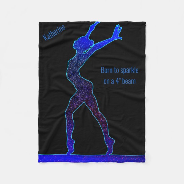 Gymnastics Born to Sparkle Balance Beam Fleece Blanket (Front)