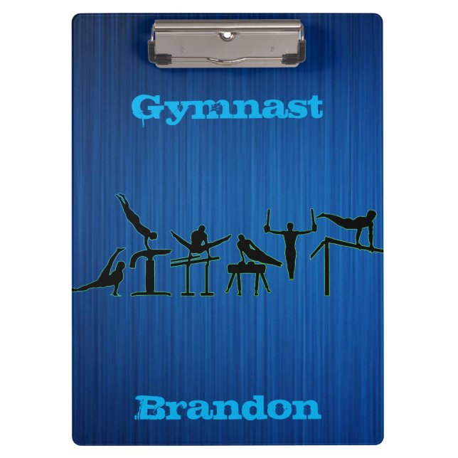 Gymnastics Boys Blue Personalised Clipboard (Front)